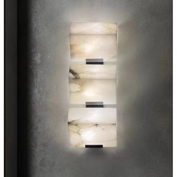 Alabaster LED Wall Lamp Postmodern Creative Home Decor Copper Marble Wall Light For Bedroom Bedside Living Room
