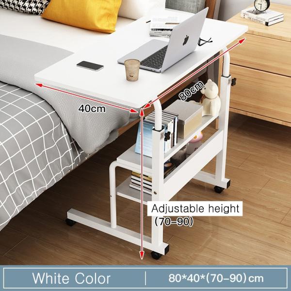 Height Adjustable Rolling Laptop Desk Bedroom Living Room Side Sofa Table For Bed Small Movable with Wheels