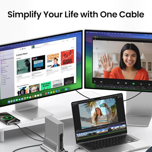 1m câble USB4 de type C 40Gbps Vitesse 8K 60Hz Sortie vidéo 240W PD Chargement Thunderbolt 4/3 Compatible