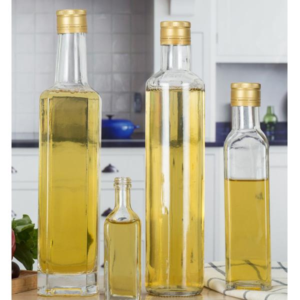 Bouteille d'huile d'olive en verre clair pour le stockage de la cuisine