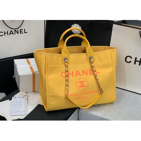 Yellow Beach Denim Luxury Canvas Bag For Travel Shopping