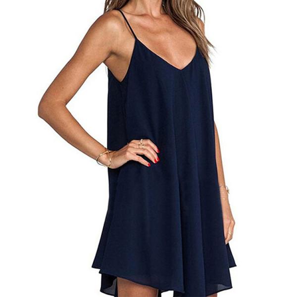 Newest Design Women Wholesale Sexy Spaghetti Strap Pure Color Flare Off Shoulder Casual Dress