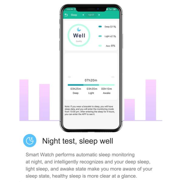 Vibration Remind Smart Sport Watch Full Touch Body Temperature Monitor IPX7 Waterproof