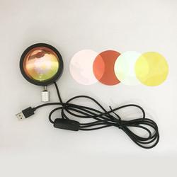 USB Rainbow Sunset Red Projector Led Night Light Sun Projection Desk Lamp for Bedroom Bar Coffee Store Wall Decoration L