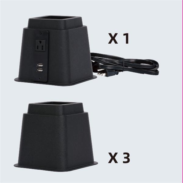 USB PP Stackable 3.89 Strong Adjustable Bed Leg Risers