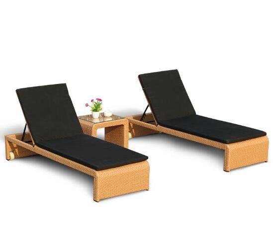 PE Rattan Chaise Lounge chairs Leisure Aluminium Outdoor Garden patio beach chair