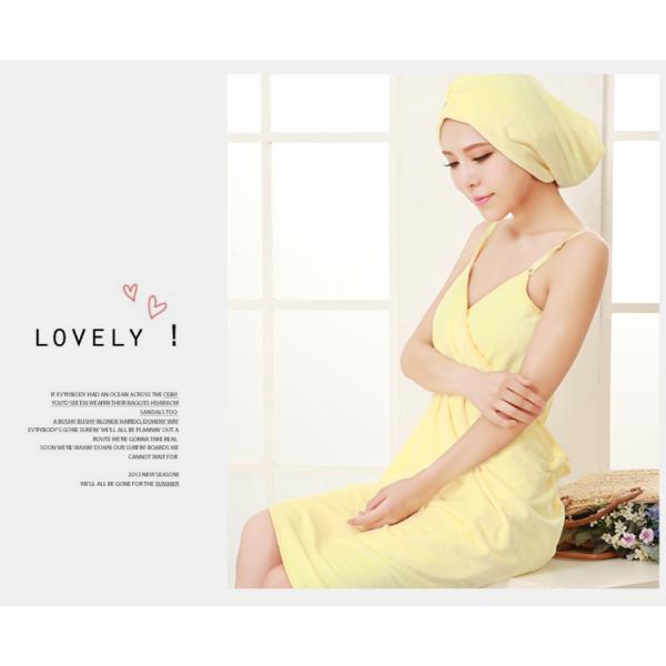 fashionable soft microfiber bathrobe and bath cap suit popular for sale