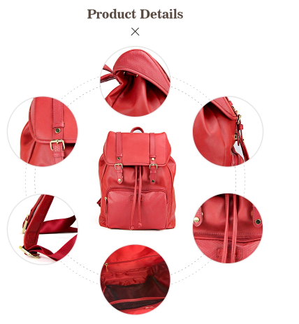 School Leather Womens Backpack Bags Medium Size Polyester Lining 30 - 40L