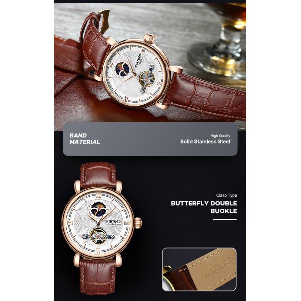 Brief Moon Phase Mens Mechanical Watches Water Resistant Sports Use