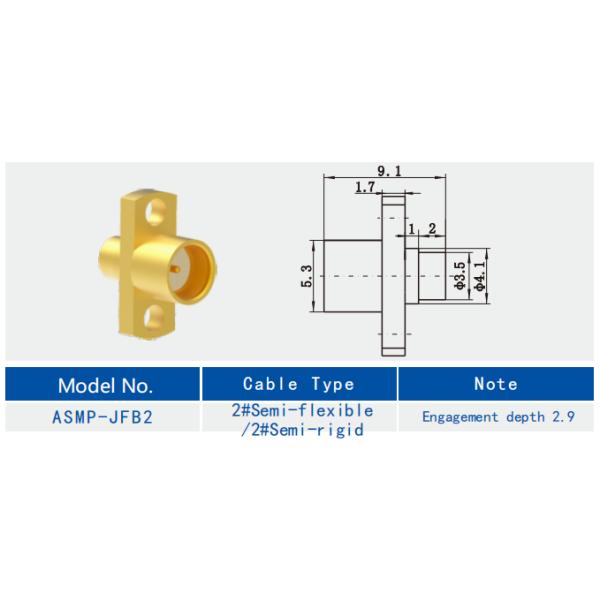 Высокопроизводительный ASMP женский кабельный разъем для 2 # полугибкий / 2 # полужесткий кабель