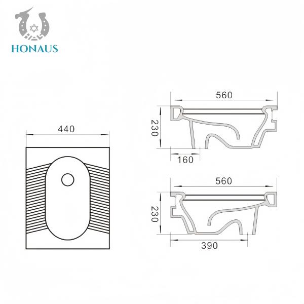 ODM 390mm Pit Distance Squatting Pan Toilet for Project Building
