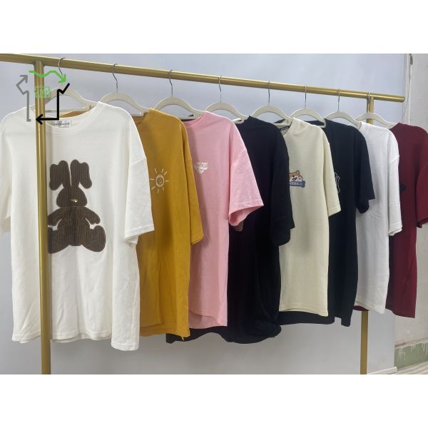 Wholesale YIJIAYI Brand Second-hand Men's Women's Cotton T-shirts Short Sleeves High Quality Summer Mixed Colors Used Clothes