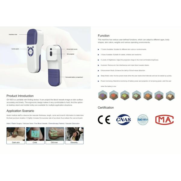 Máquina portátil de detección de venas médicas de 5V 15-25cm Rango 280g