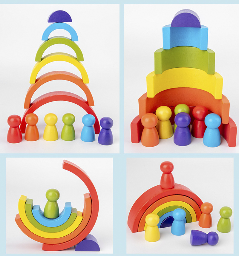DIY собрало игрушки блоков 11.5cm деревянные блок Montessori установил штабелированный баланс