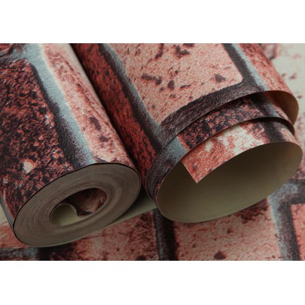 3D Vinyl Brick Effect Wallpaper For Bedroom / Coffee Shop , Removable Brick Wallpaper