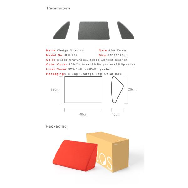 Colorful Relaxing Elastic Memory Foam Bed Wedge Pillow Solid For Adults