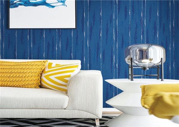 Blue Washable Contemporary Textured Wallpaper Embossed For Wall Background