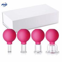 In Stock Amazon hot 4 pieces Eye Face Silicone Vacuum Massage Cupping Kit small therapy silicone facial cupping set