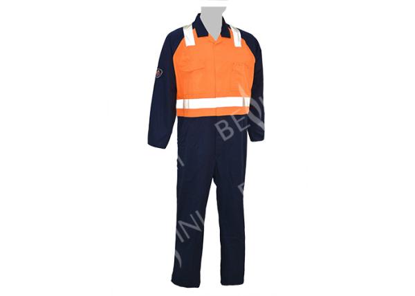 Orange Navy Reflective Safety Wear , Industrial Safety Clothing Australian Size / Design