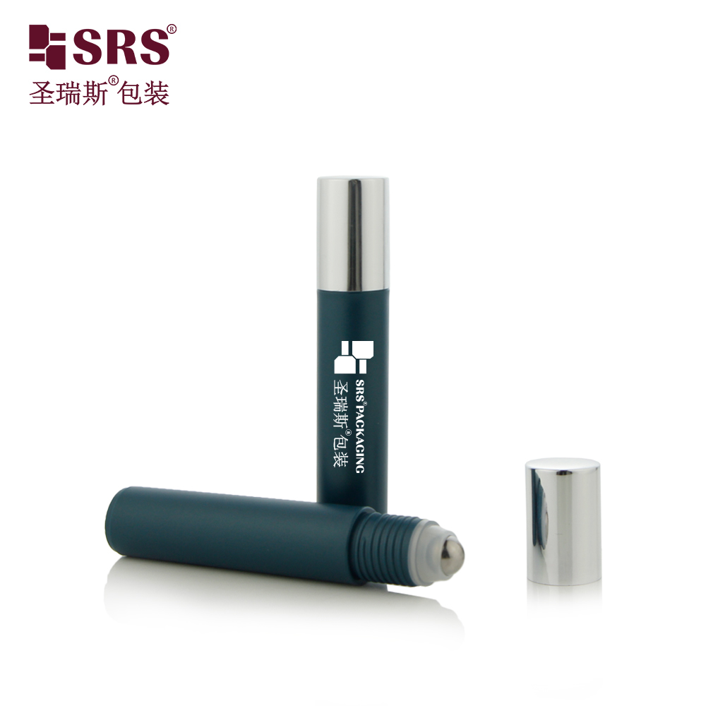 Custom 12 ML Cosmetic Plastic Roller Bottle Metal Steel Ball Aluminum Lid Packaging Container