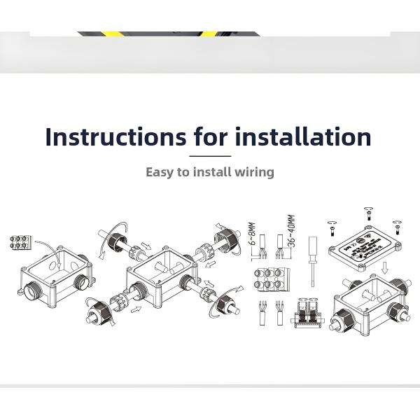 Waterproof ThroughType Junction Box 1in3Out Cable Gland Enclosure for Electrical Data Connections