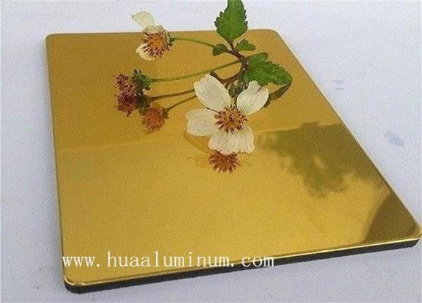 Antibacterial Golden Mirror Aluminium Composite Panel , ISO 6mm ACP Sheet