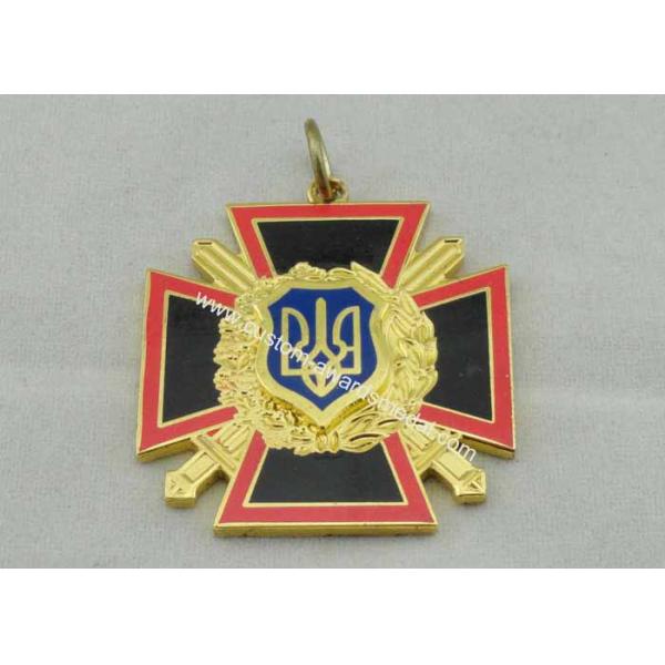 Zinc Alloy Cross Sward Enamel Medal , Imitation Hard Enamel , Gold Plating