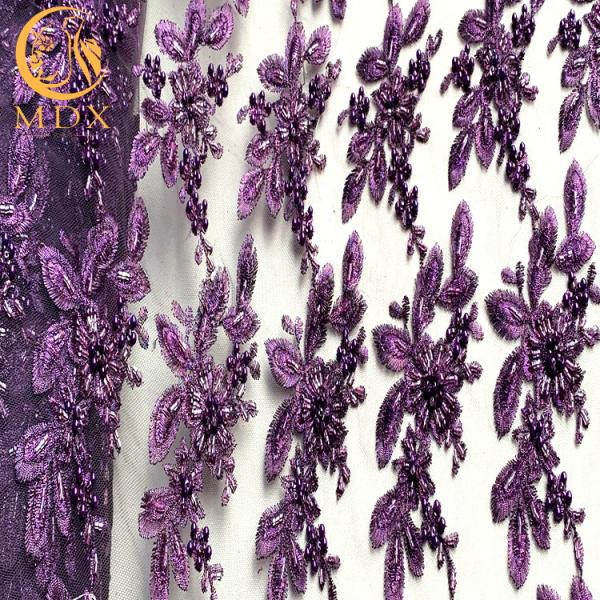 Отбортованное французское вышило Тюль шнурует яркий блеск ручной работы ткани для платья партии