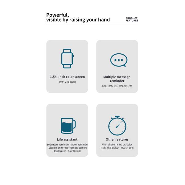 Temperatura completa idosa da monitoração de saúde de Rate Health Bracelet do coração de SmartWatch 1.54inch do toque