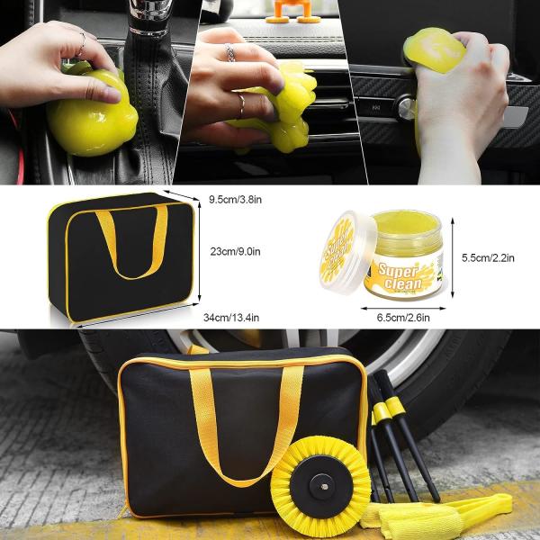 Car Cleaning Tools Kit, Car Detailing Kit, Car Detailing Brush Set with Carry Bag, Auto Drill Brush Car Wash Kit