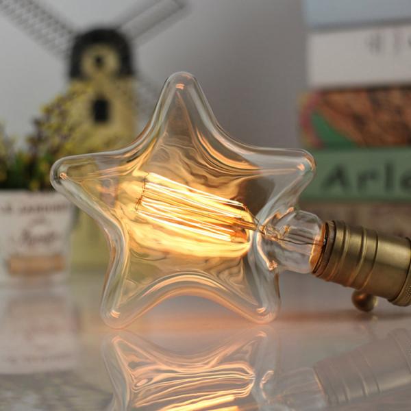 E26 E27 40w Edison Filament Bulbs  Star Shape Retro Carbon Filament Lamp