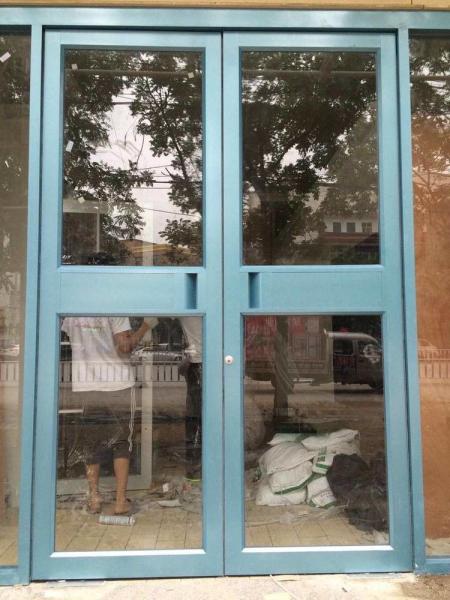 Custom Double automatic swing  Doors 72x80 Polished Stainless Steel kfc door