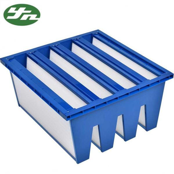 Medium Efficiency V Bank Air Filter Compact Design , Plastic / Galvanized Frame