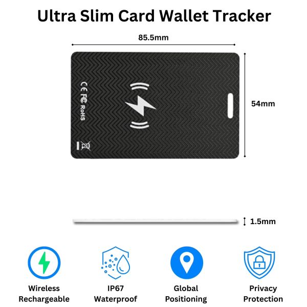 MFI Rechargeable Mini Wireless Charging card Air Tag Gps Tracker Card With NFC