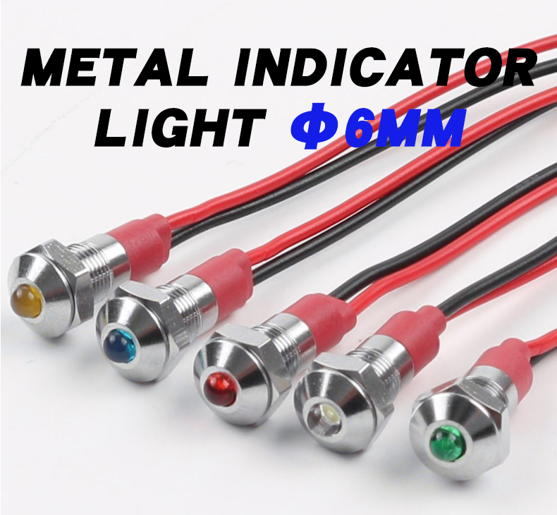 HongYe YZ-6MM-DDZ Waterproof IP65 Metal LED Indicator Light Multi-color 50,000 Hours Lifespan 6V-24V-220V for Industrial