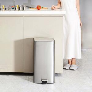 28L SS Rectangular Pedal Trash Can Resíduo Bin com rolando Tipo de cobertura