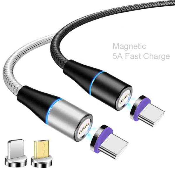 UL 2.4A Magnetic Phone Charger Cable 2meters 3 In One Usb Charging Cable