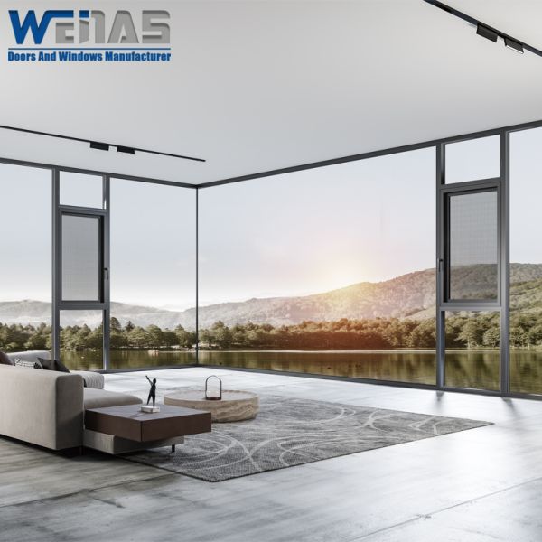 Aluminium Casement Window Soundproof Minimalist Design Vertical Opening Pattern Frame Folding