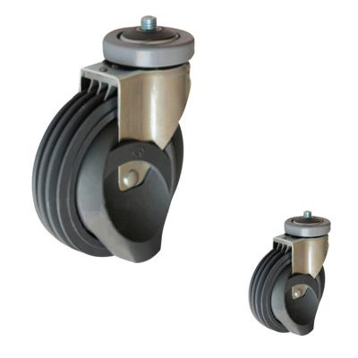 PU 242lbs Loading 5 Inch Shopping Cart Wheels With 12x15mm Threaded Stem