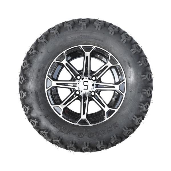 12' Golf Cart Алюминиевые ремни & 23x10.5-12 Всеполовые шины Комбо - Механизированный / Глянцевый Черный