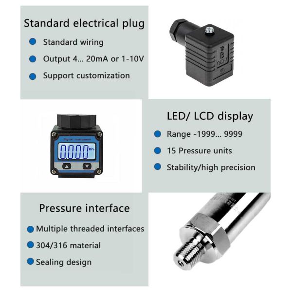 Industrial Pressure Sensor Intelligent 4-20mA Pressure Transmitter with Digital Display