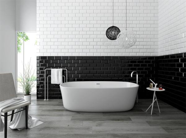 White And Black Basic Bread Tiles And Subway wall Tiles 75x152mm For Kitchen