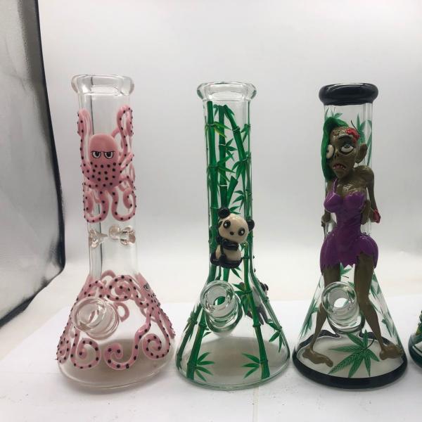 10Inches Small Glass Hookah Beaker Assorted Color With Black Diffused Downstem