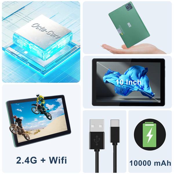 C Idea 10 polegadas Android 12 Tablet 8GB RAM 256GB ROM Modelo CM8000PLUS Verde