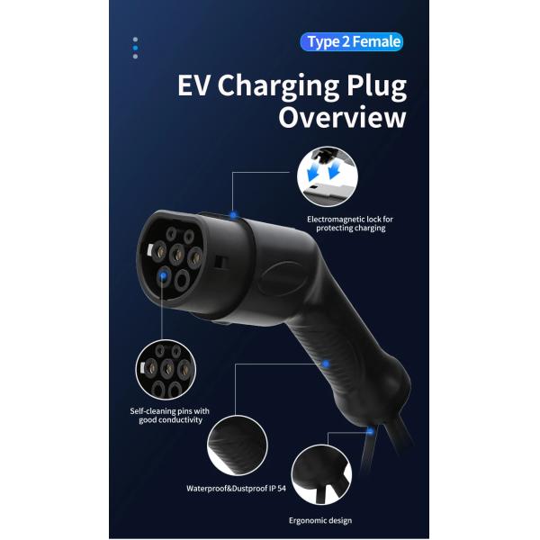 Кабель для зарядки электромобилей ТИП 2 Женщина (на стороне автомобиля) 32А - 22 кВт