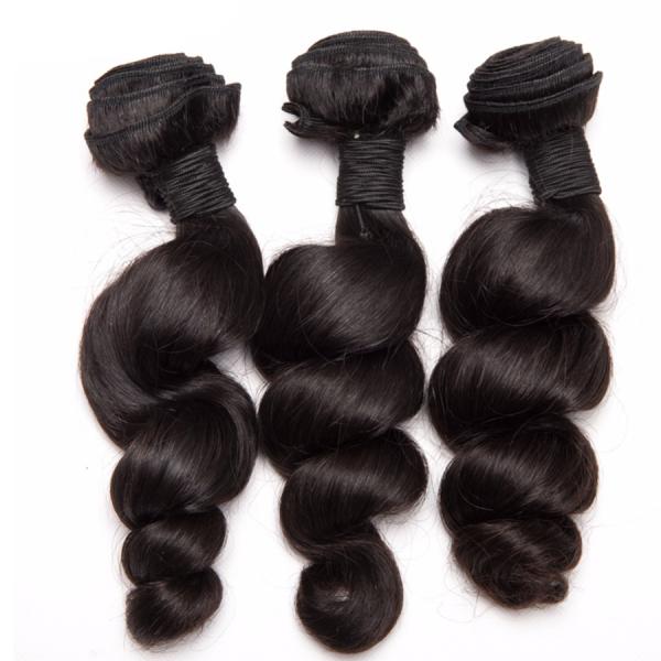 Loose Wave Curly Human Hair Weave Bundles Silk Soft With Thick Full Ends
