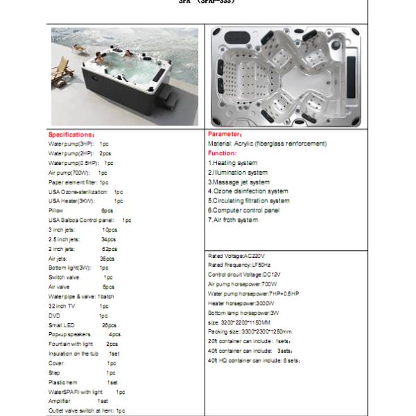 hot tub ,Outdoor Bathtub,swim spa,whirlpool,bahtub ,hot bathtub,swing pool SPAF-333