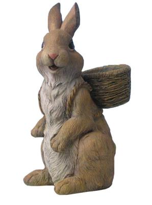 Cute Rabbit Backpack Outdoor Cement Garden Planters In Resin Material