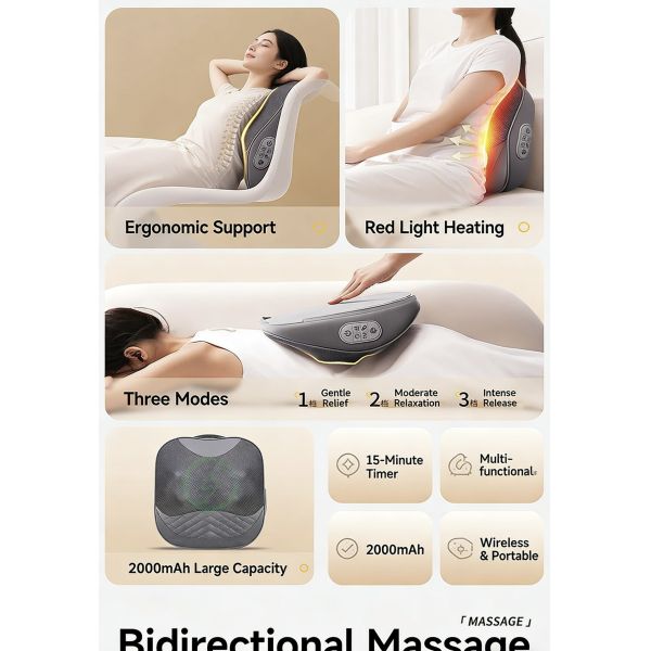 MechMassage Pillow with Kneading Massage Suitable for use on multiple areas such as the neck shoulders and back massage feels more realistic mimicking human hand kneading