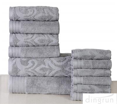 Luxury Absorbent Super Soft Cotton Solid Jacquard Bath Towel Set